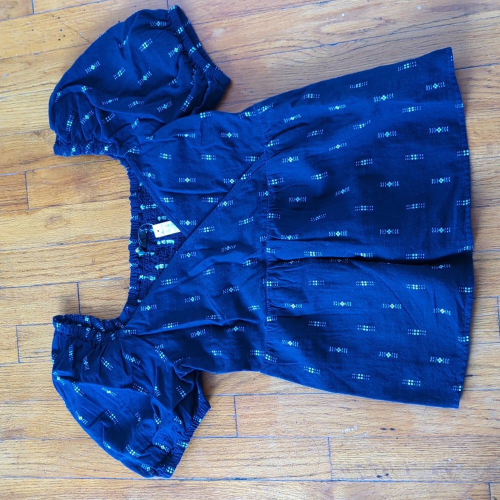 Madewell Jacquard Puff-Sleeve Empire Top